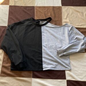 SHEIN Black and Gray Long Sleeve Tee